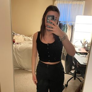 Black Wilfred Free Open Knit Button Up Tank Size S